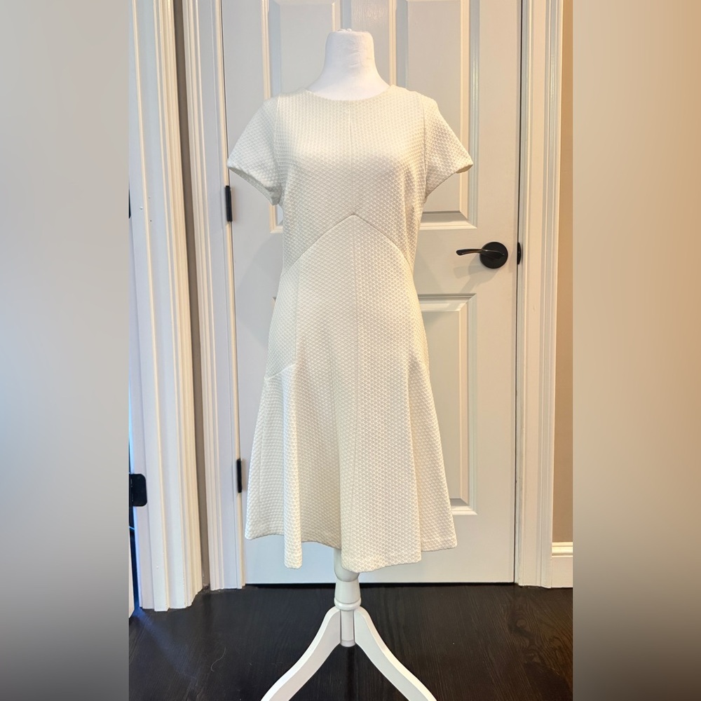Banana Republic Cream Textured Midi Dress - Picture 1 of 5